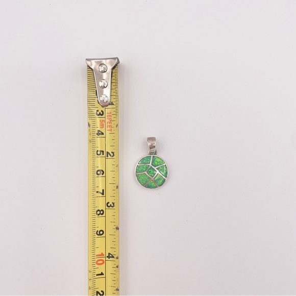 SILVER Sparkle Green Opal Mexico Pendant - Picture 7 of 7